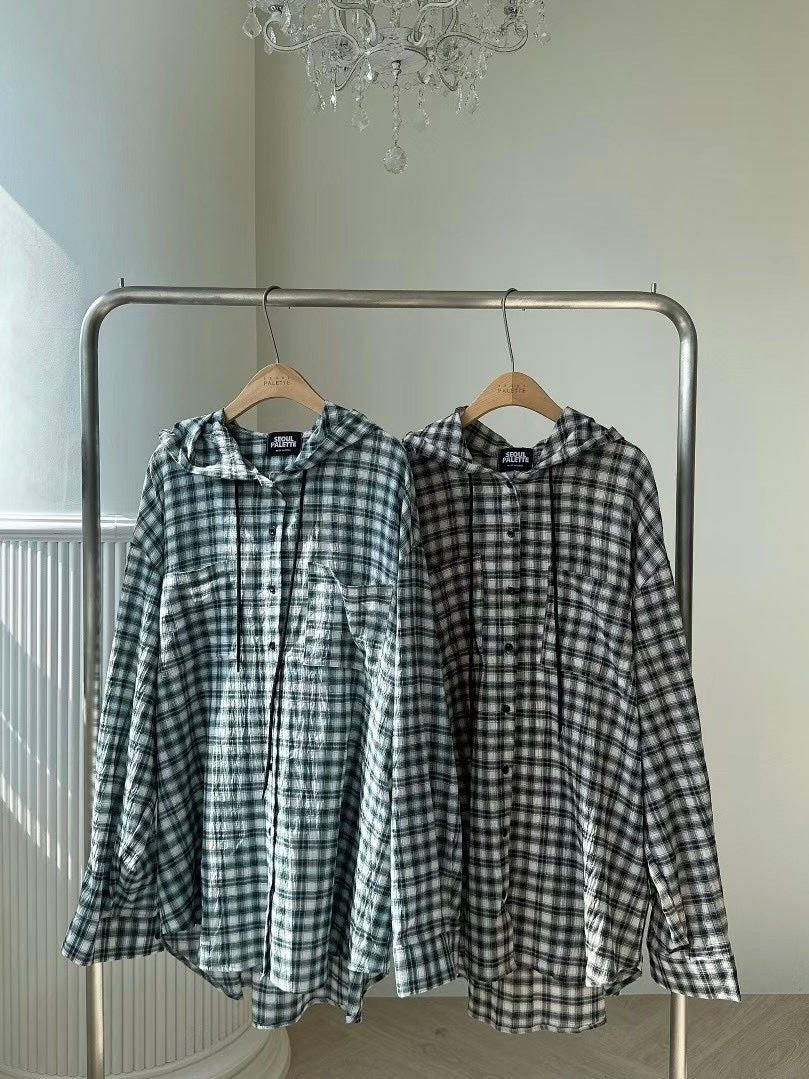 MS50813 Checked hoodie outer