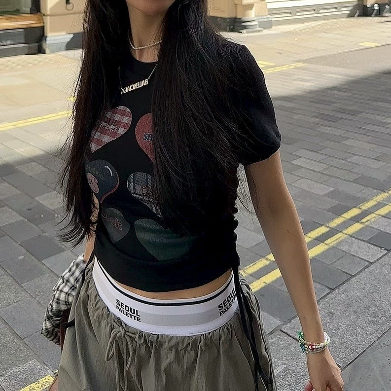 MS50817 Heart trim crop tee