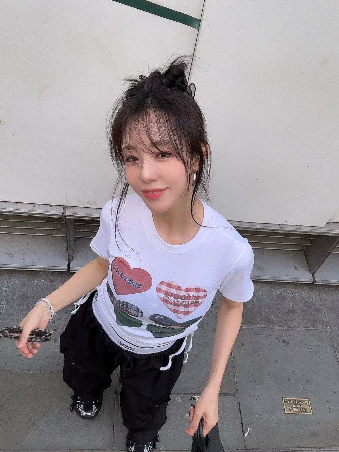 MS50817 Heart trim crop tee