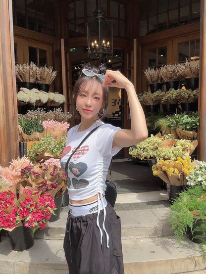 MS50817 Heart trim crop tee