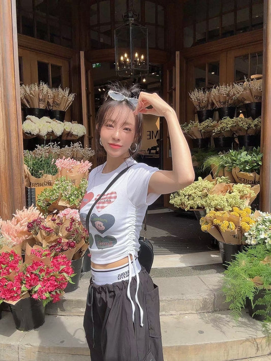 MS50817 Heart trim crop tee