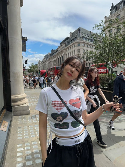 MS50817 Heart trim crop tee