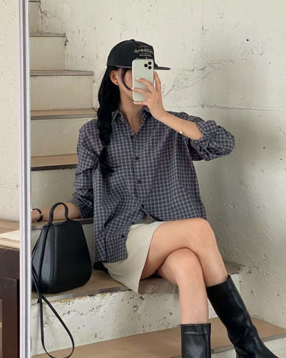 MS50825 Vintage checked blouse