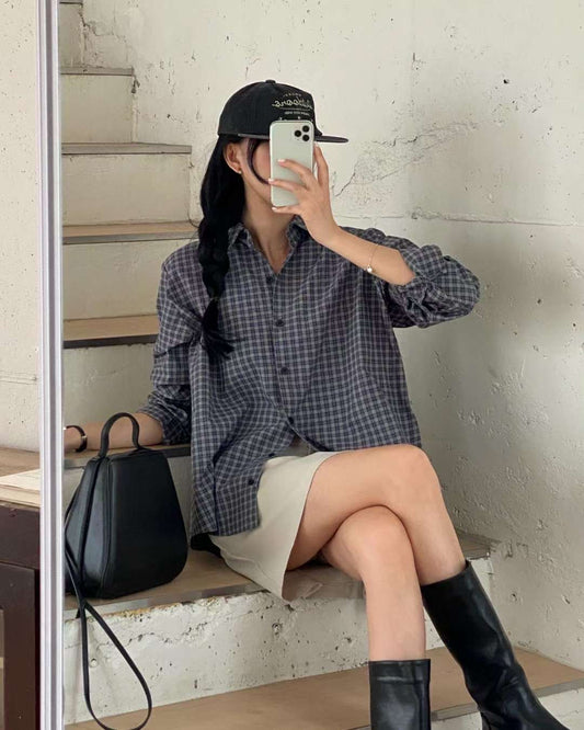 MS50825 Vintage checked blouse