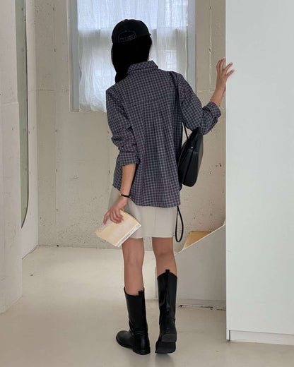 MS50825 Vintage checked blouse