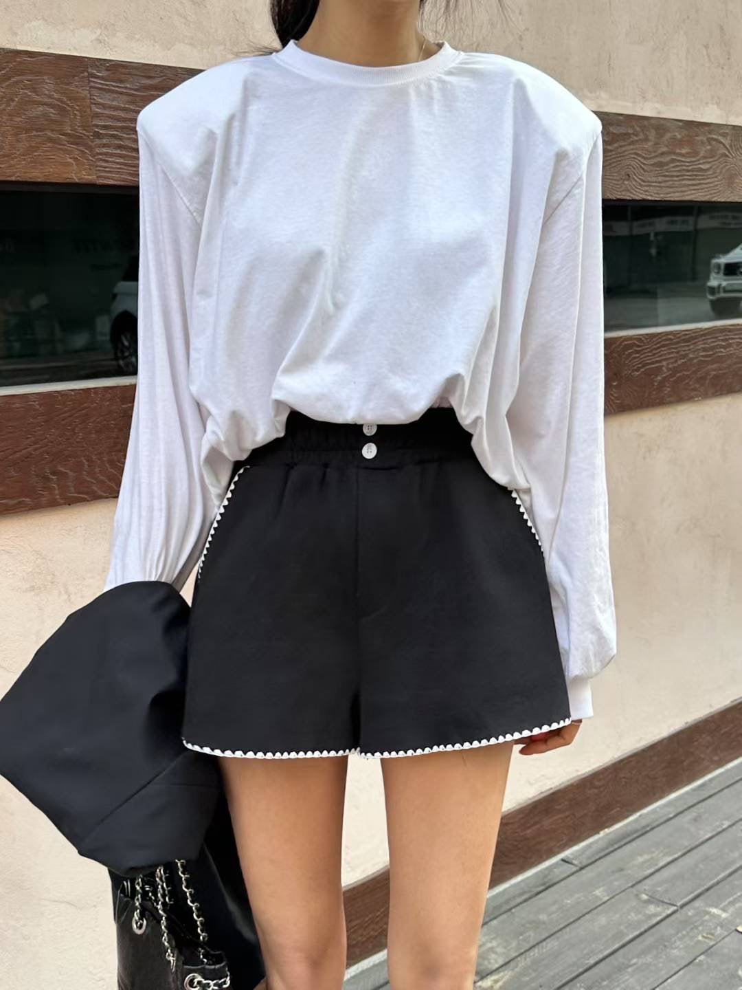 MS50822 Drawstring high waist shorts