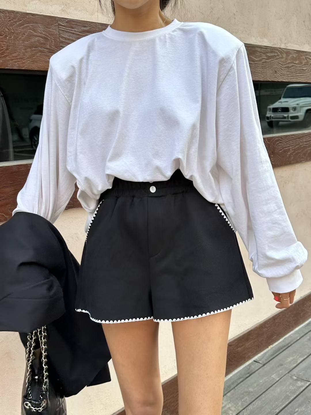 MS50822 Drawstring high waist shorts