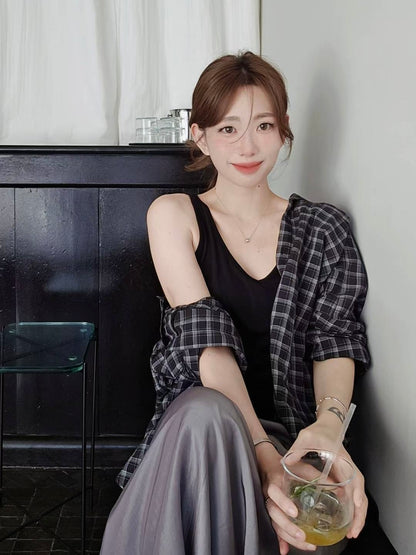 MS50834 Signature lattice wrinkled blouse