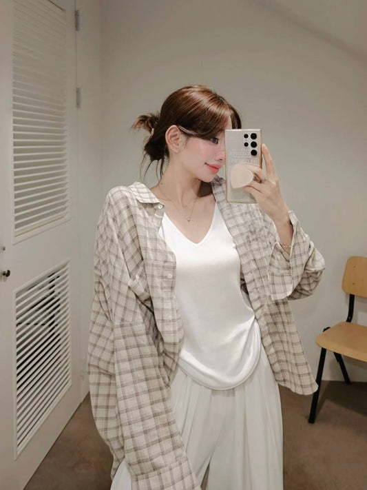 MS50834 Signature lattice wrinkled blouse