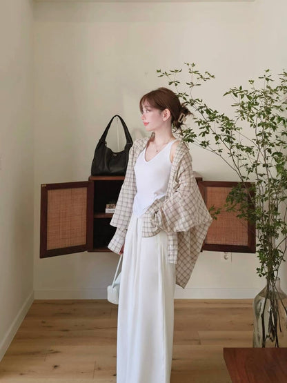 MS50834 Signature lattice wrinkled blouse