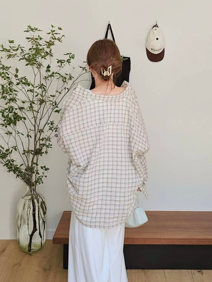 MS50834 Signature lattice wrinkled blouse