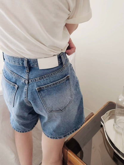 MS50836 Mid length denim shorts