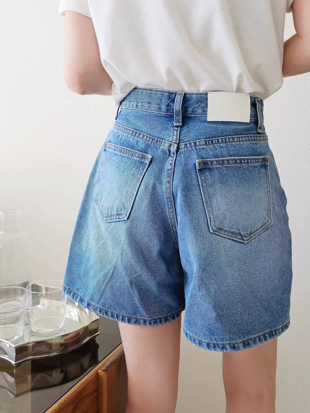 MS50836 Mid length denim shorts