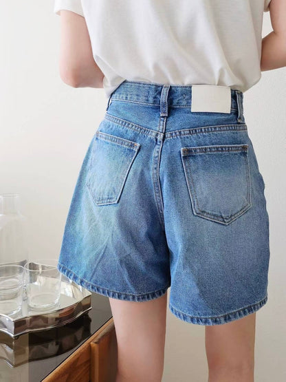 MS50836 Mid length denim shorts