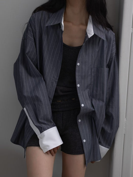 MS50833 Classic oversized stripes blouse