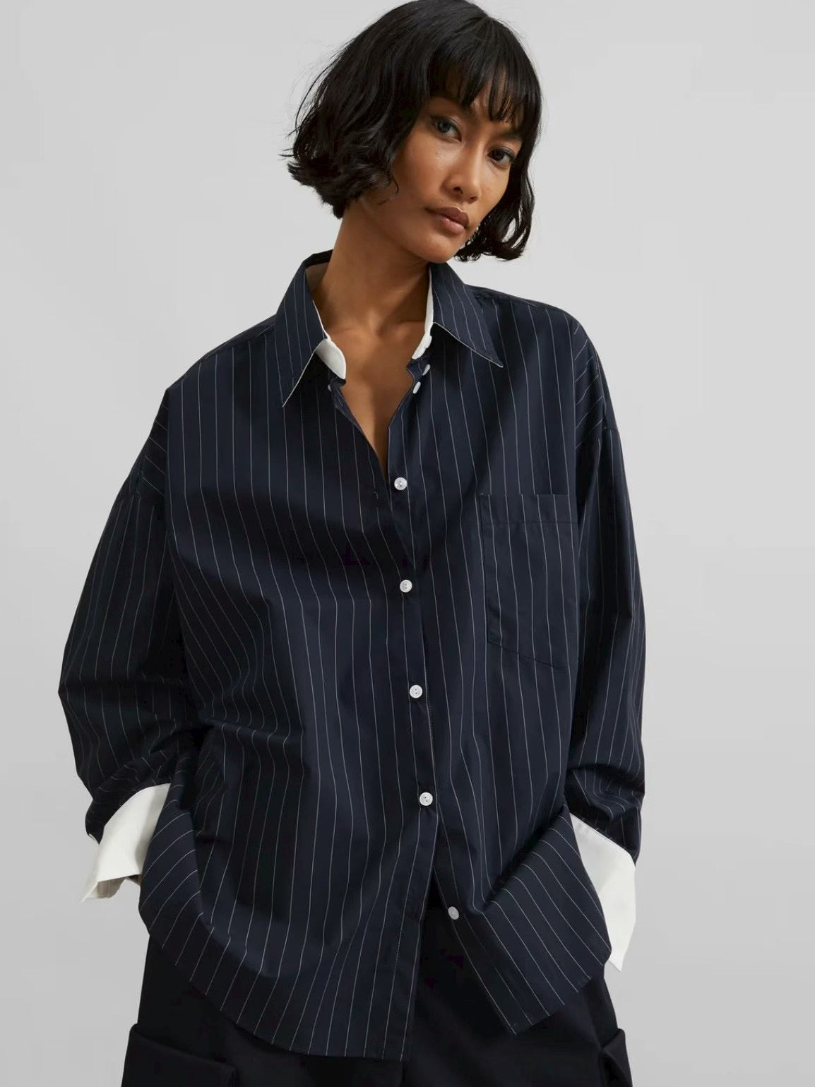 MS50833 Classic oversized stripes blouse