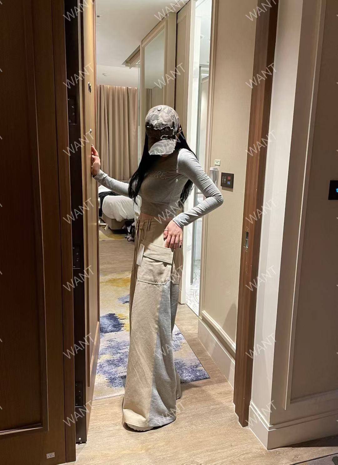 MS50845 Street style drawstring trousers