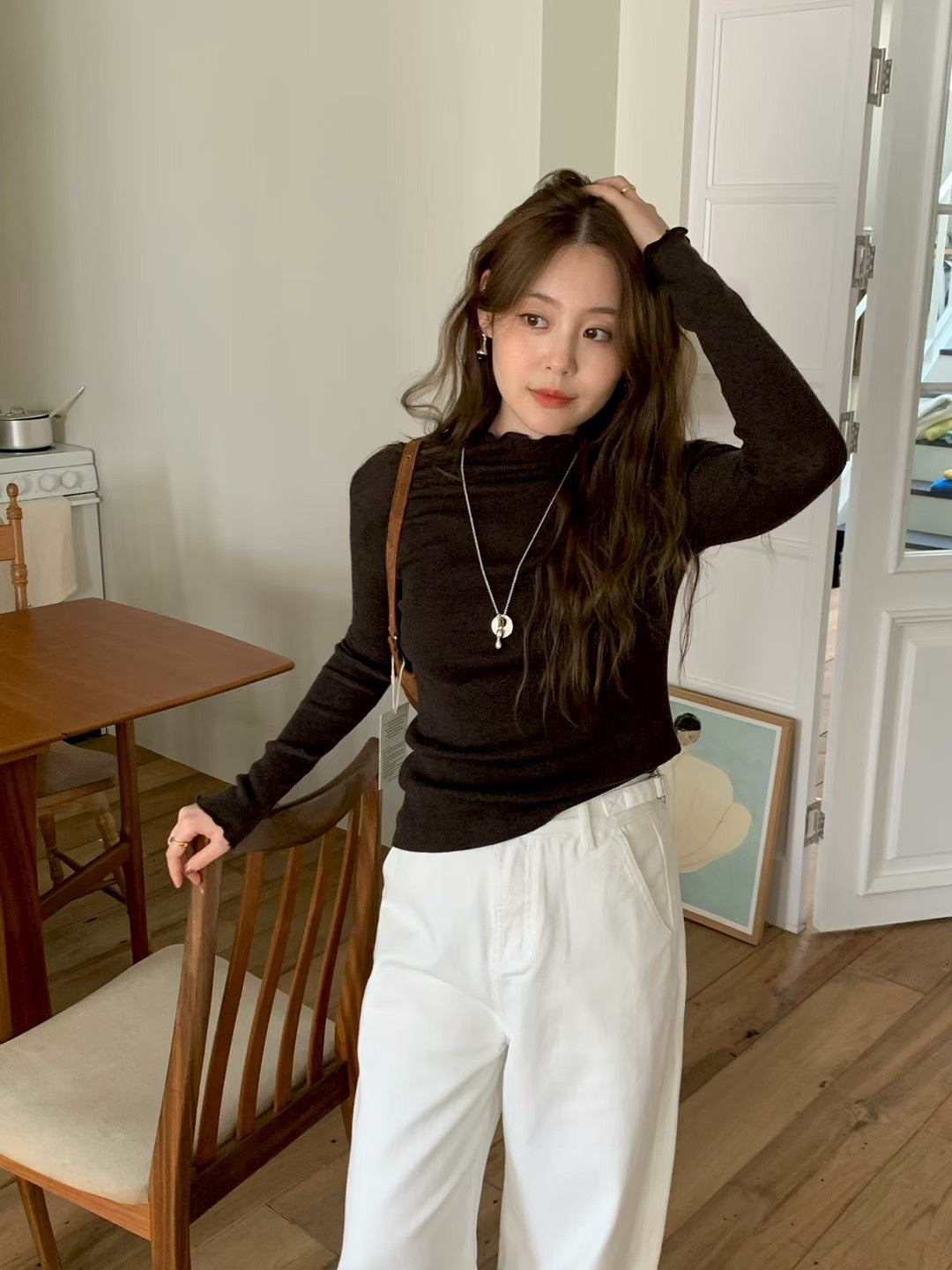 MS50917 Woolen ruffle top