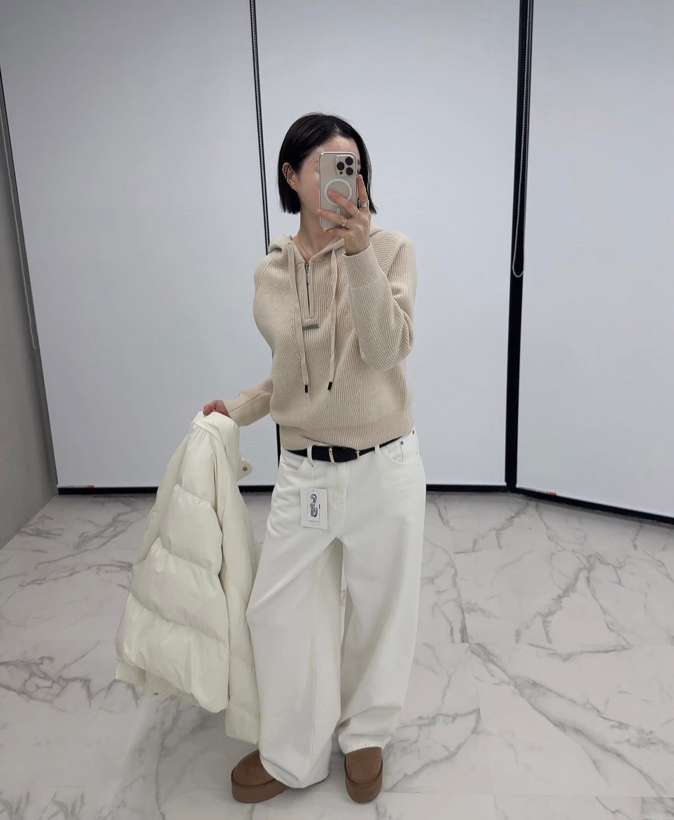 Luxe ivory denim jeans