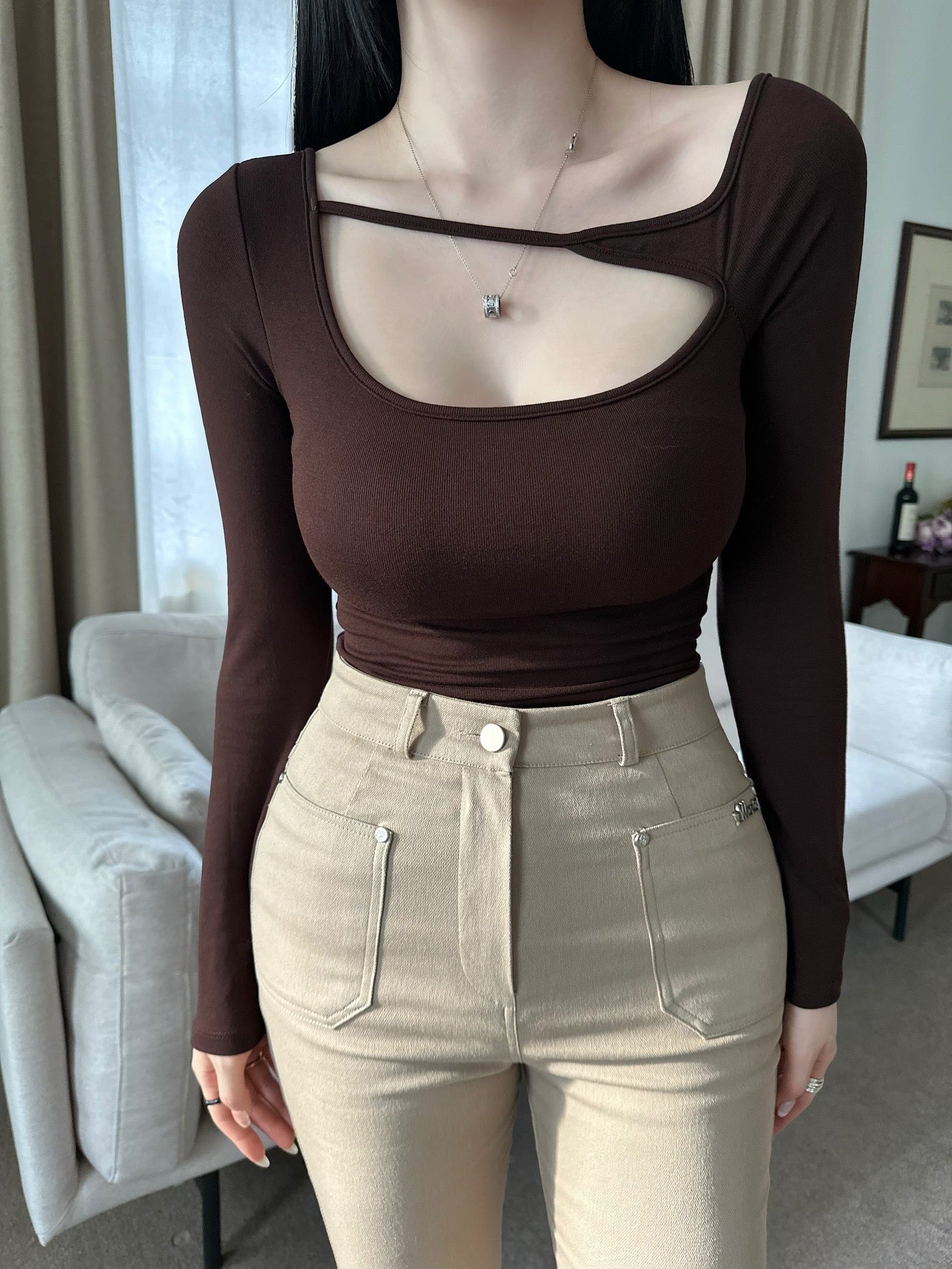MS50922 Slit long sleeve bratop