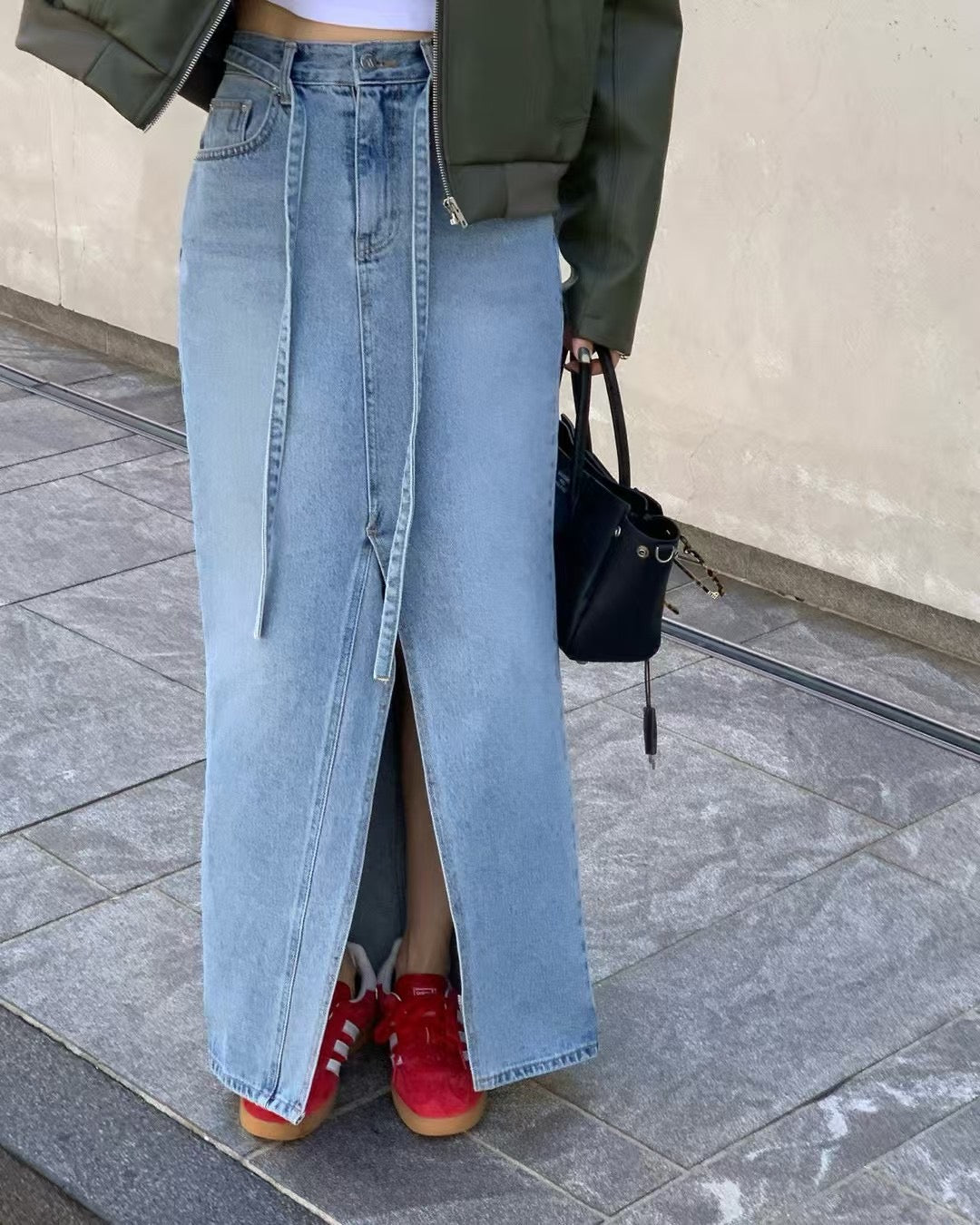 MS50928 Denim maxi skirt
