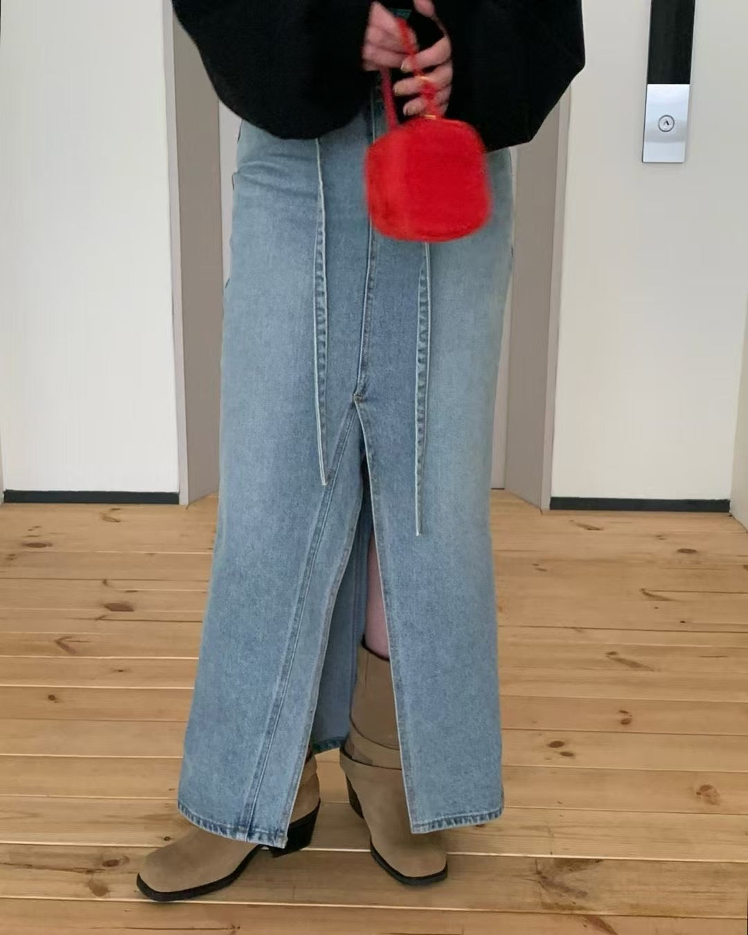 MS50928 Denim maxi skirt