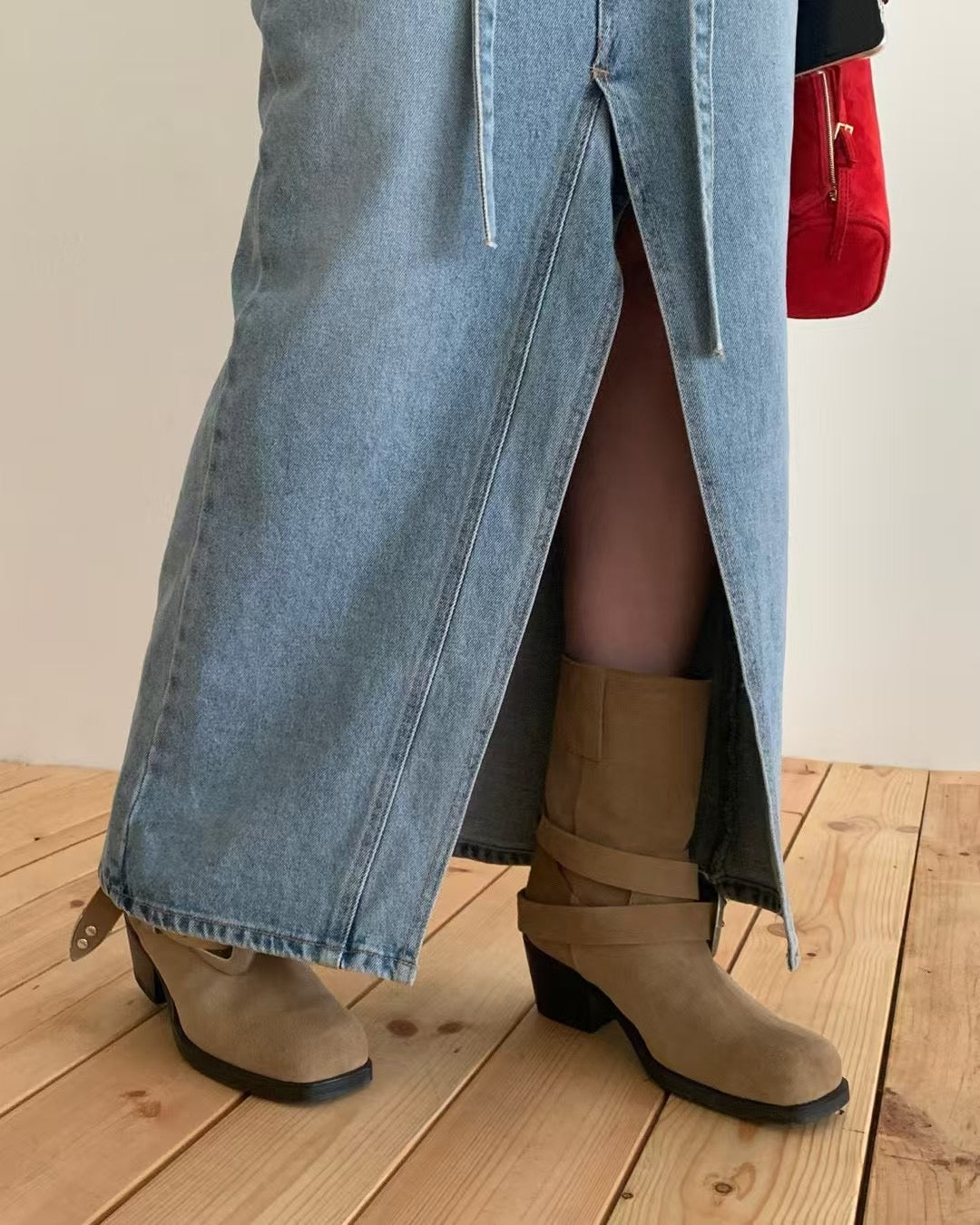 MS50928 Denim maxi skirt