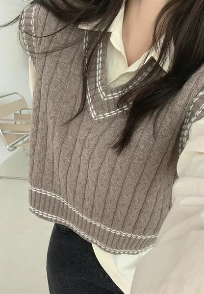 Daily mood brown knit vest