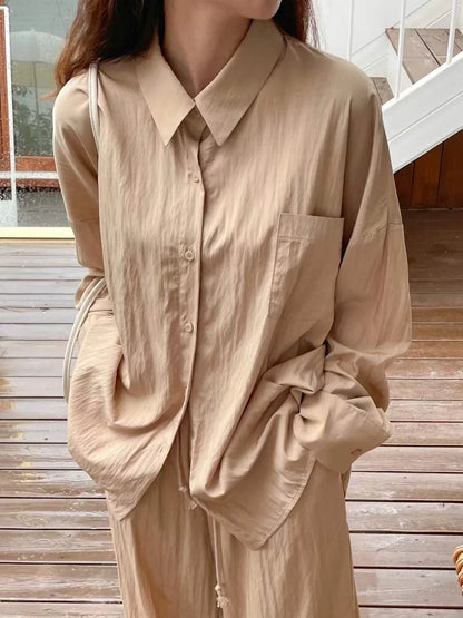 Wrinkled blouse beige