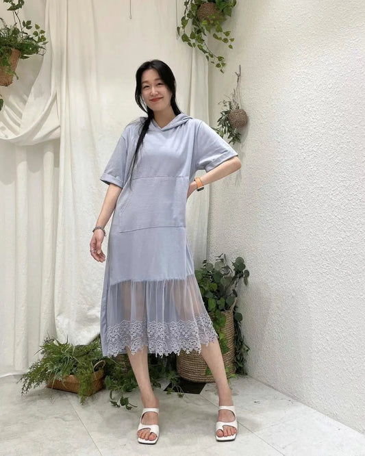 Lace hoodie dress