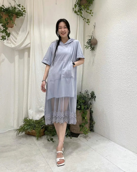 Lace hoodie dress