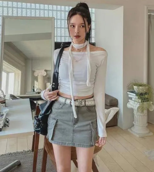 Reine tie off shoulder top