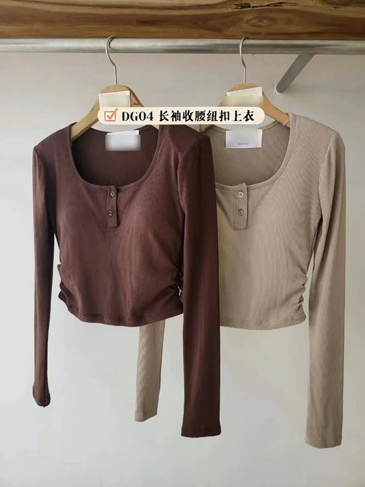 Long sleeve button bratop
