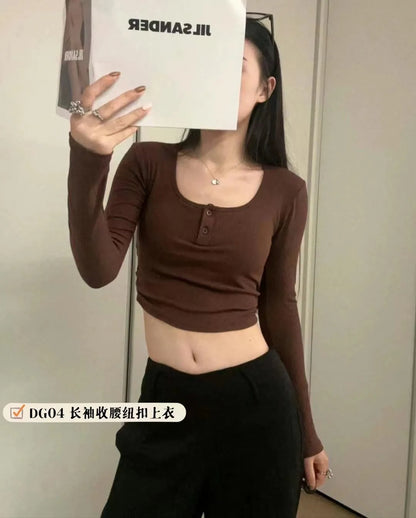 Long sleeve button bratop