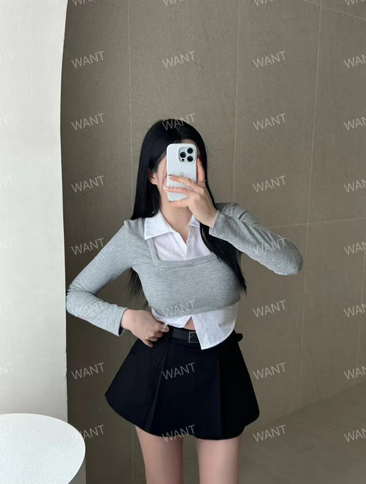 Stylish mix top grey