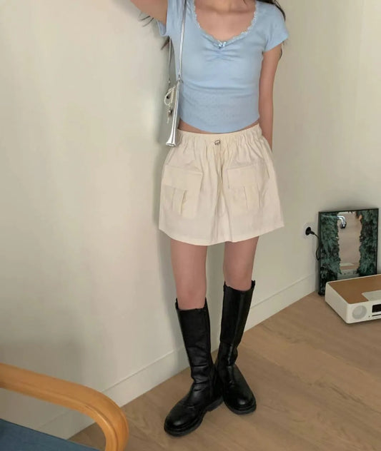 Cream nylon skirt