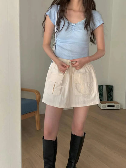 Cream nylon skirt