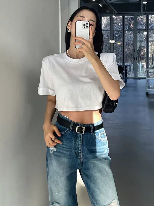 Basic white crop tee