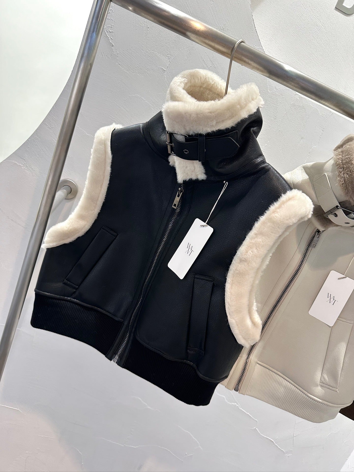 MS51121 Serene leather fur vest