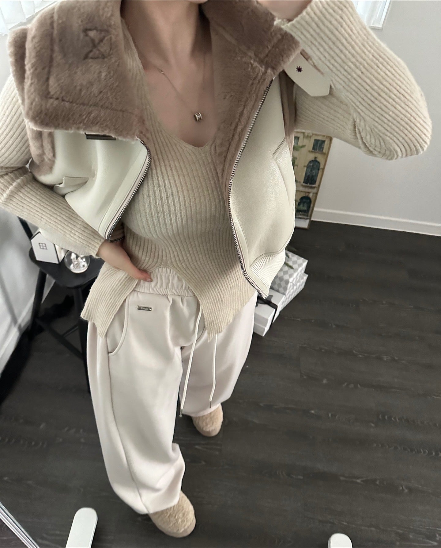 MS51121 Serene leather fur vest