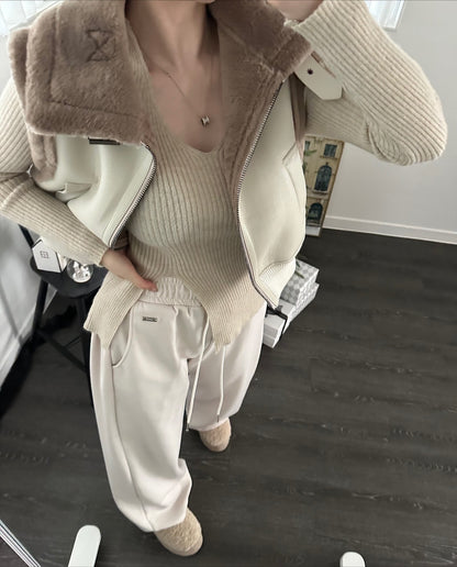 MS51121 Serene leather fur vest