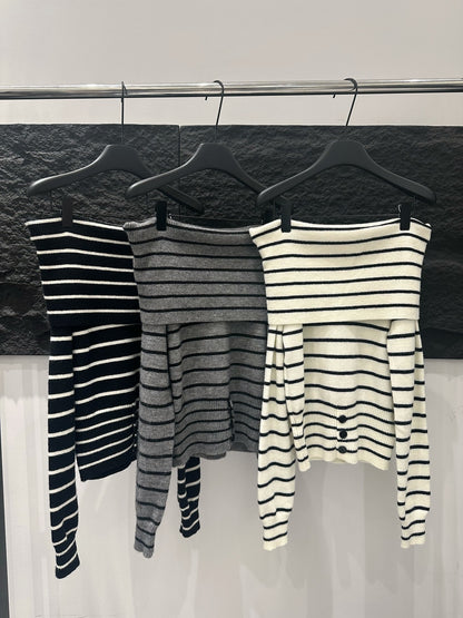 MS51148 Gindy stripes off shoulder top