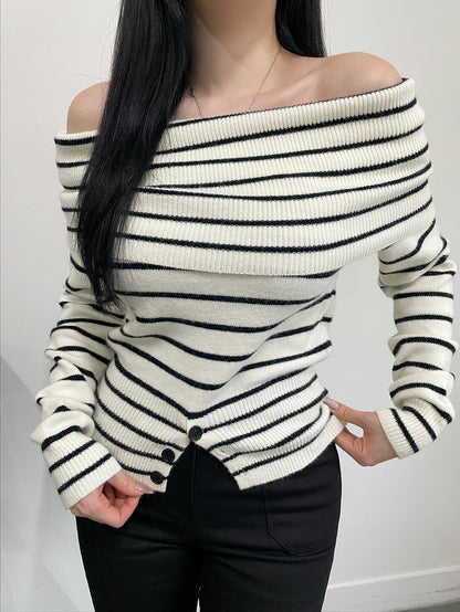 MS51148 Gindy stripes off shoulder top