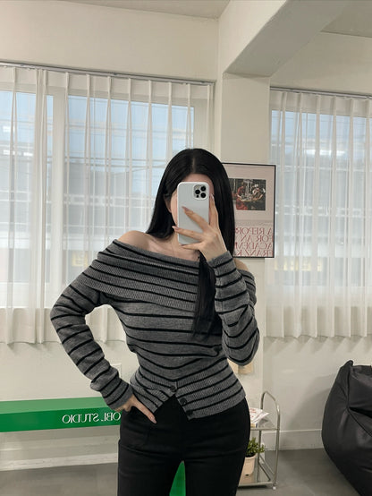 MS51148 Gindy stripes off shoulder top
