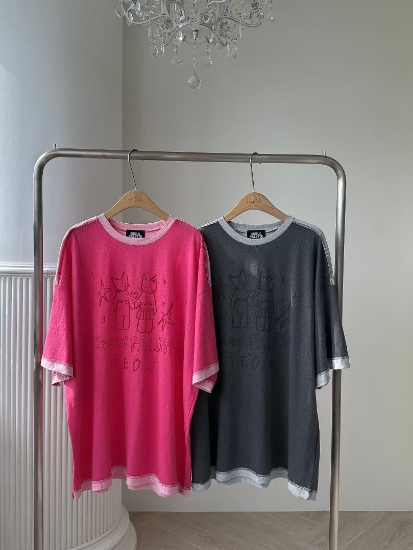 MS50809 Design kitten oversized tee