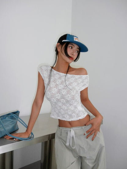 MS60229 Rose lace trim top