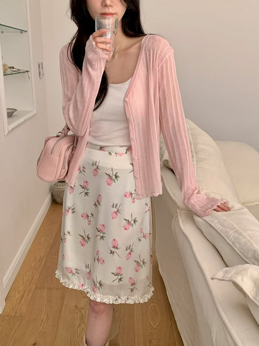 MS60442 Soft veil knit cardigan