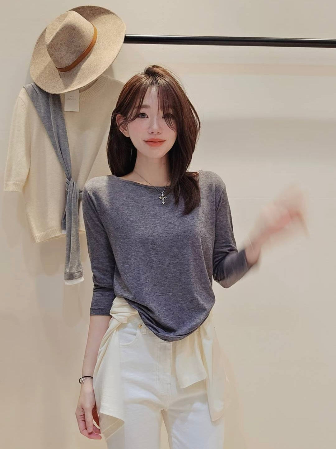 MS50945 Wool tencel blended jersey tee