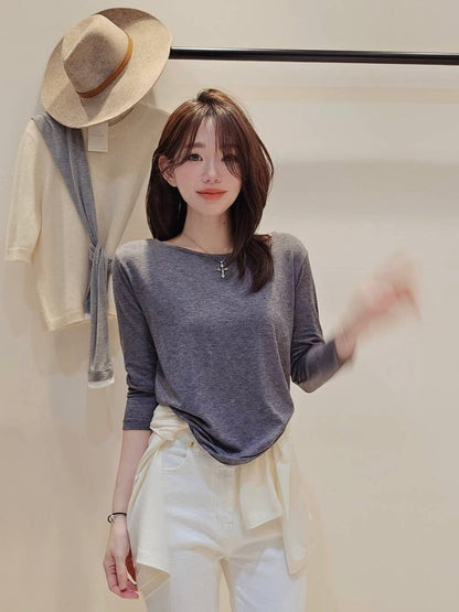 MS50945 Wool tencel blended jersey tee