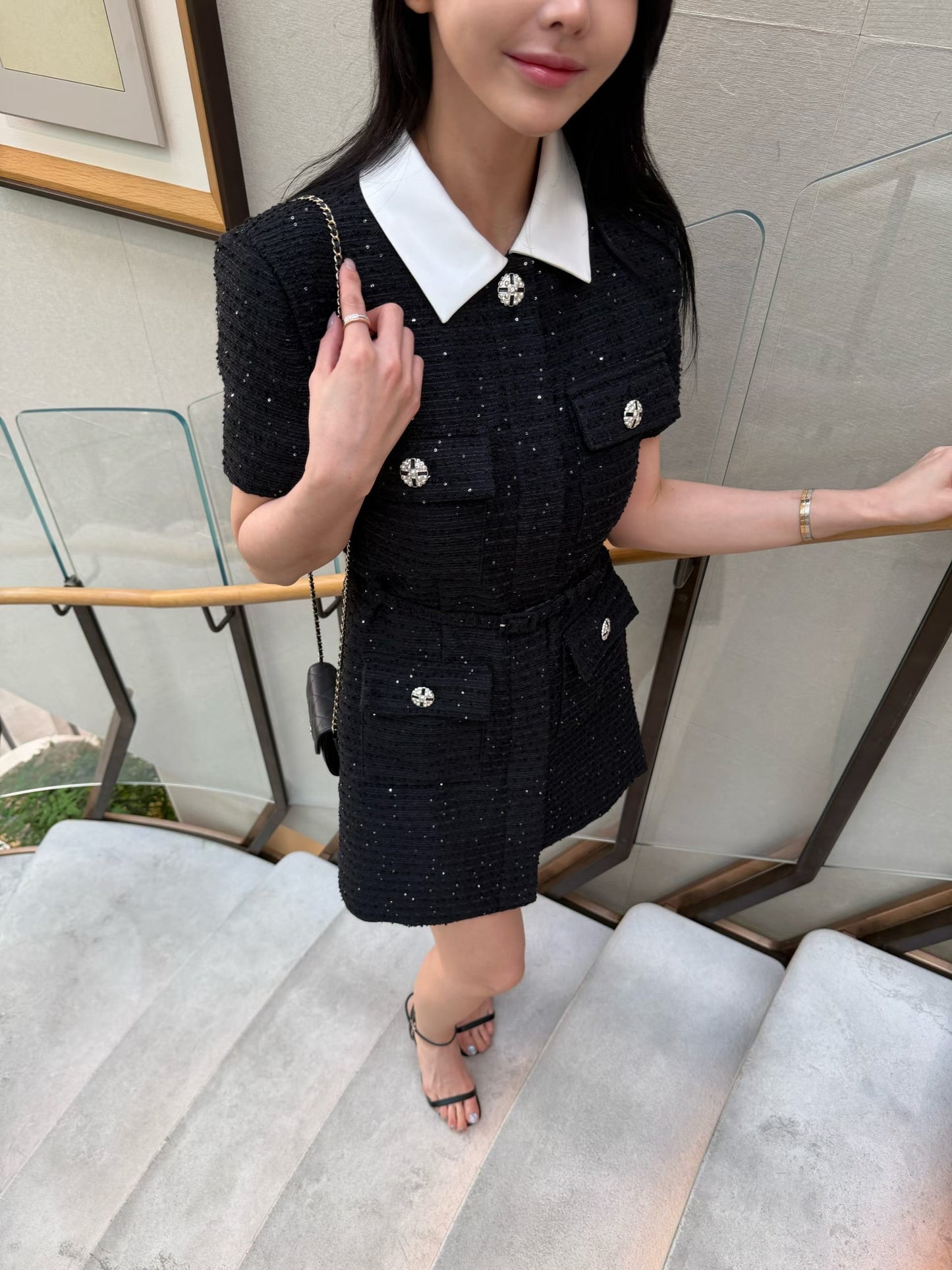 MS60410 Cherie Contrast Tweed Dress